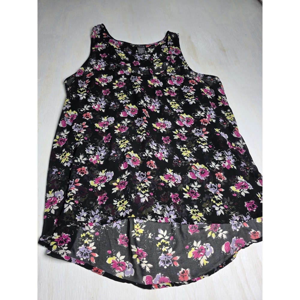 Torrid Multicolor floral sheer sleeveless round neck blouse women's size 0